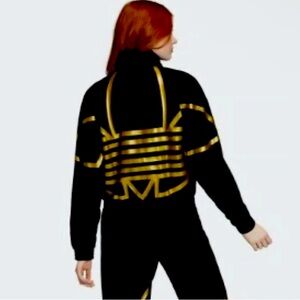 Adidas Originals Big Trefoil Logo Black and Gold Track Jacket
